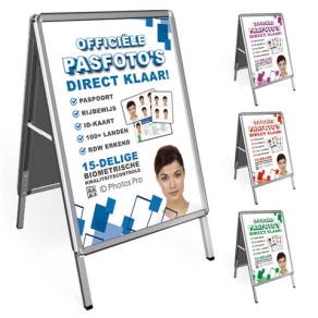 Sidewalk Sign A1 incl. Passport Photo Poster on 2 Sides -...